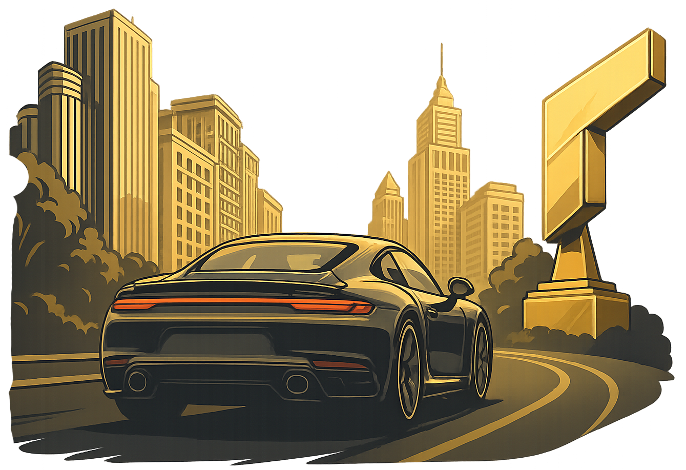 Luxerious Car driving to the city